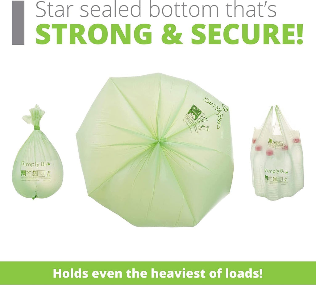 3 Gallon Compostable Trash Bags with Handle-Tie, Thick 0.67 Mil, 11.36 Liter, 80 Bags, Small Kitchen Food Scrap Waste Bag, ASTM D6400, US BPI and OK Compost Home Certified