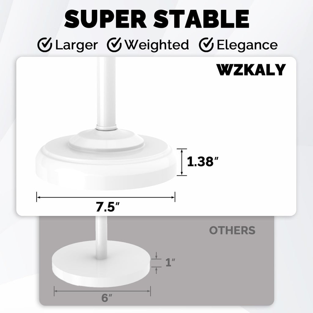 Toilet Paper Holder Stand, White Toilet Paper Holder Free Standing, Post Pivoting Design & Stable Weighted Base SUS304 Stainless Steel for Bathroom (Mega Roll)