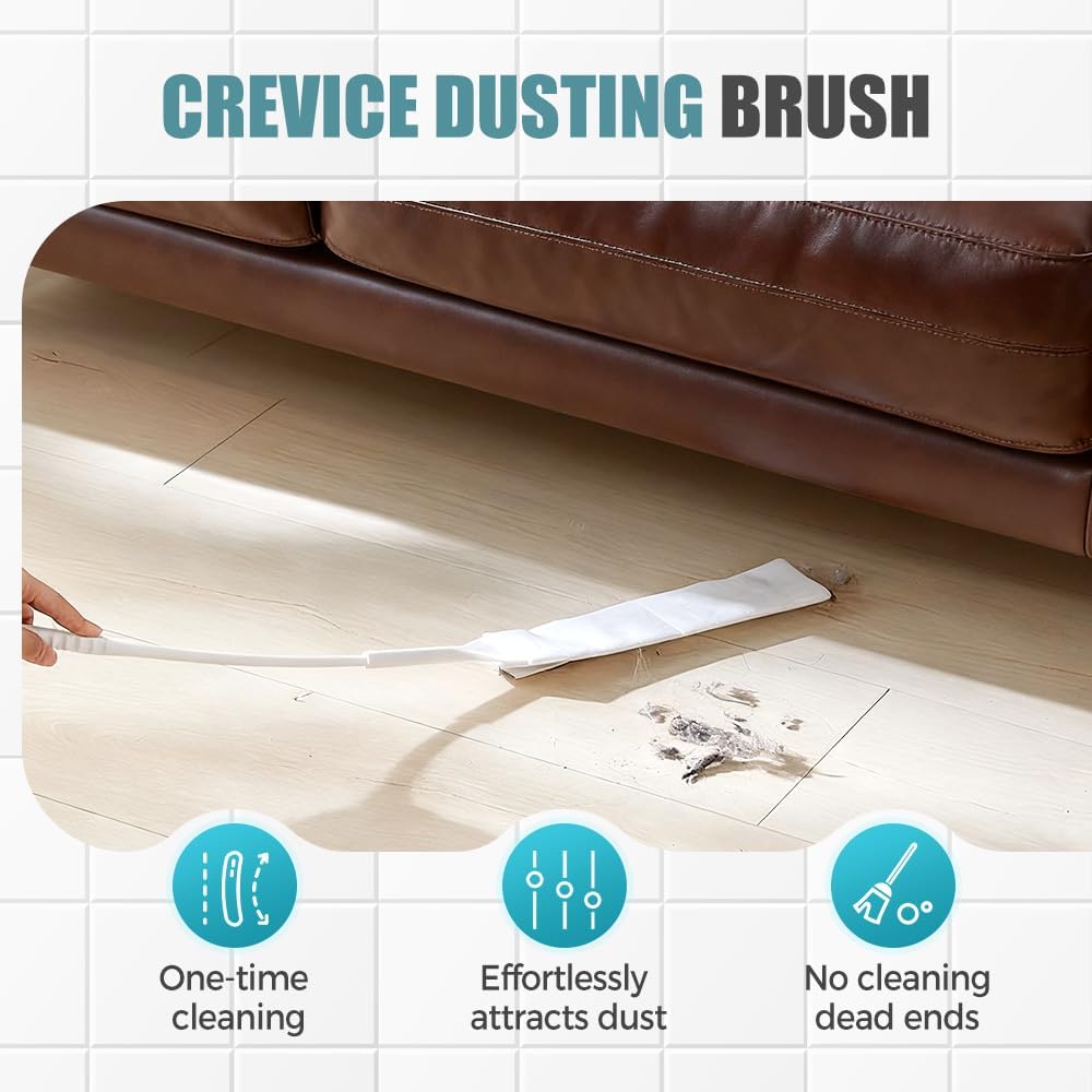 Retractable Gap Dust Cleaner, Bendable Microfiber Duster for Household Flat Duster for Under Appliances, Retractable Gap Dust Cleaning Artifact Extendable Dusters with Nonwoven Fabric (1, White)