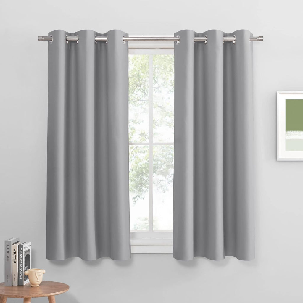 PONY DANCE Curtains 54 inch Length - Half Window Decor Blackout Window Shades for Kitchen, Short Curtains for Cafe/Bathroom, 42 by 54 inch, Set of 2