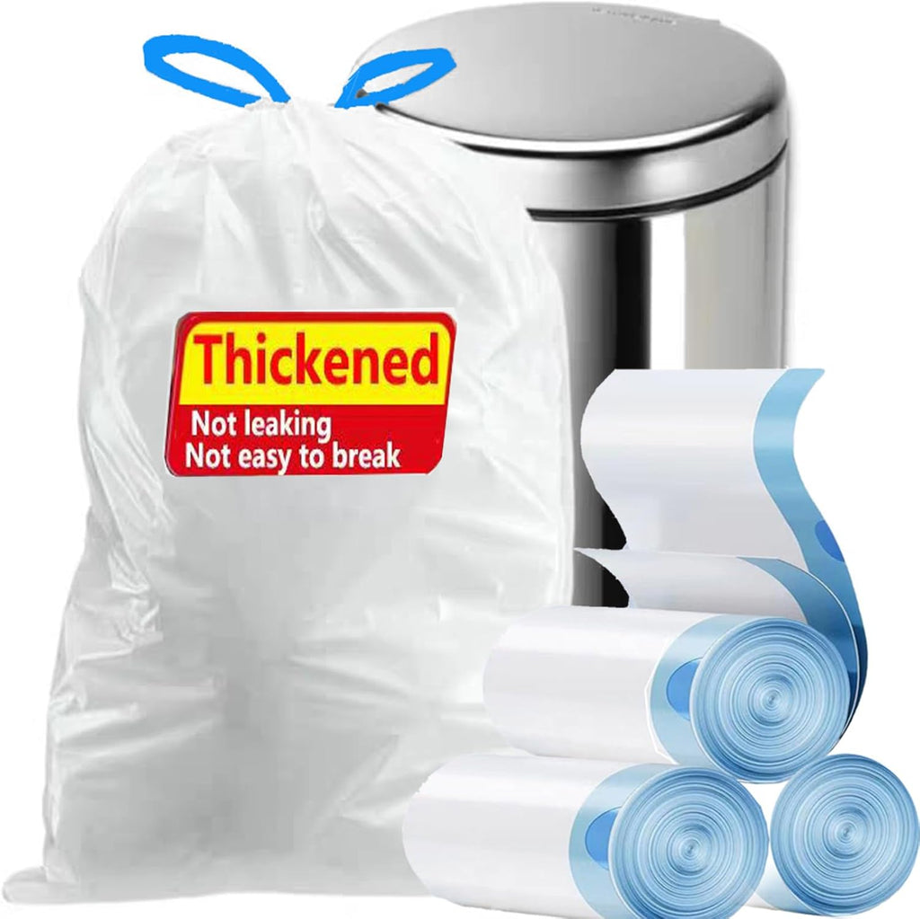 15 Gallon white drawstring trash bags, No tear open large floral scent garbage bag,Ultra thickened plastic for tall kitchen,Office,Living room Commercial Use 26x30 inches