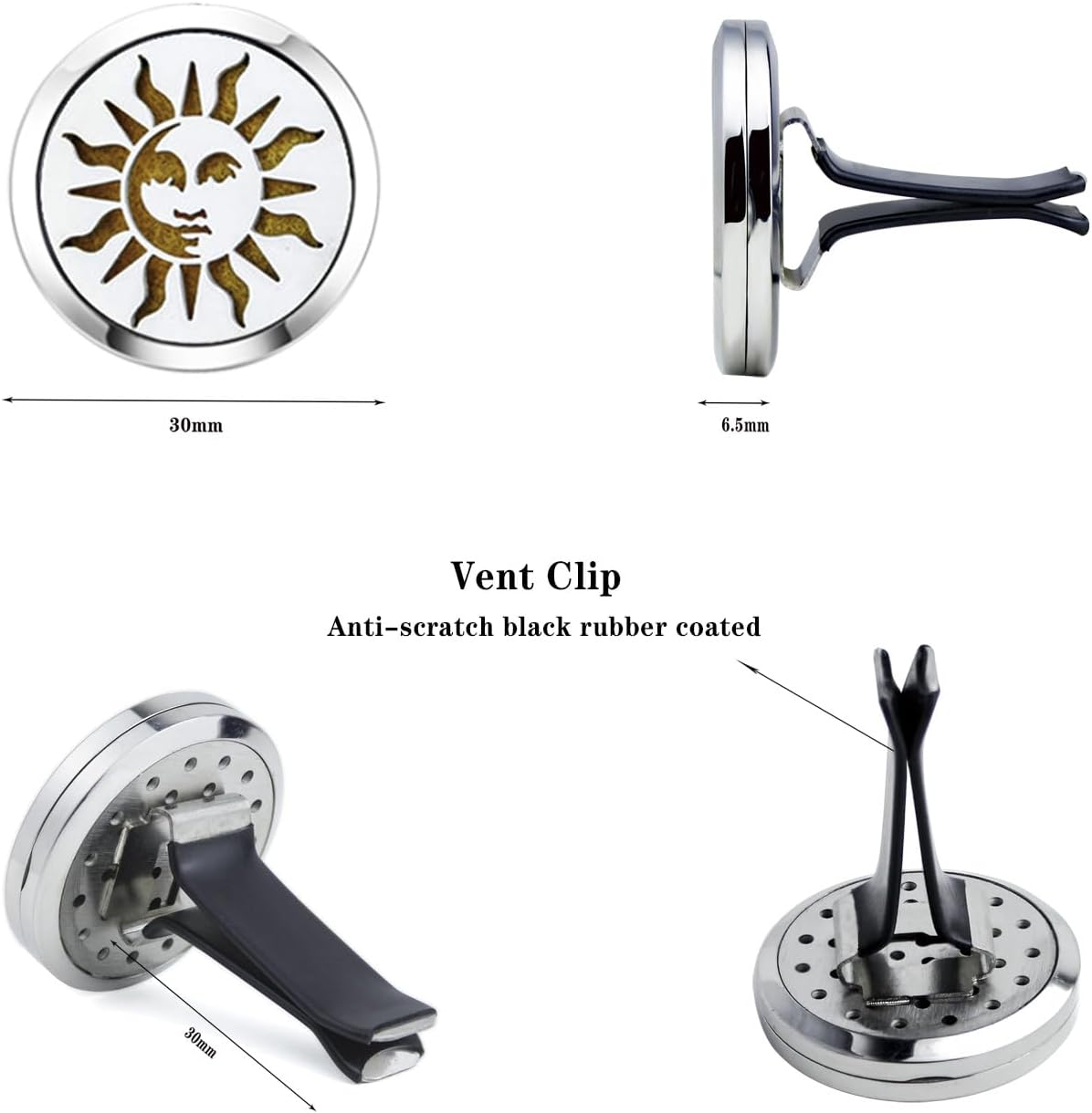 Sun Face Car Diffuser Vent Clip Aromatherapy Essential Oil Car Diffuser Vent Clips Air Freshener Car Accessories Mother's Birthday Gifts