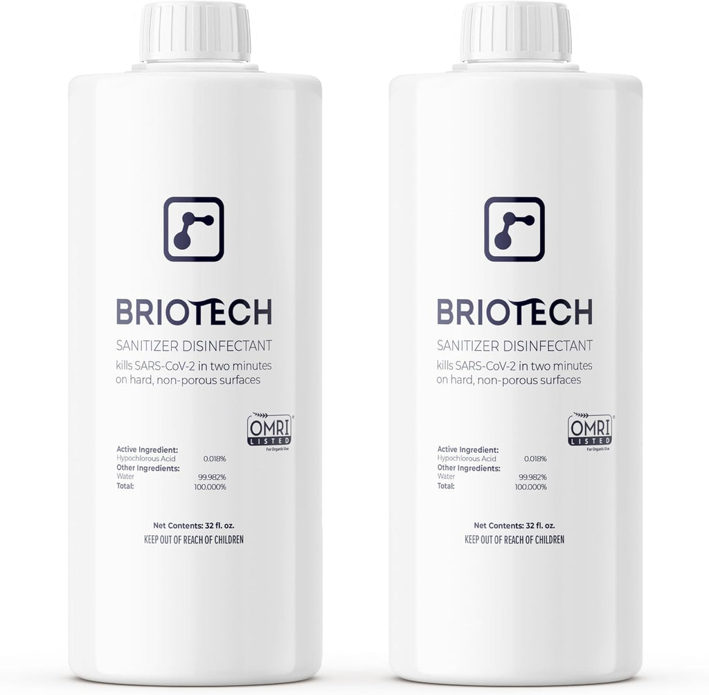 BRIOTECH Sanitizer Disinfectant Hypochlorous Spray, Kill 99.99% of Viruses & Bacteria, Control Mold, Eliminate Odor, Gentle for Nursery & Play Rooms, Food Contact Surface Sanitizer, 32 fl oz Refill