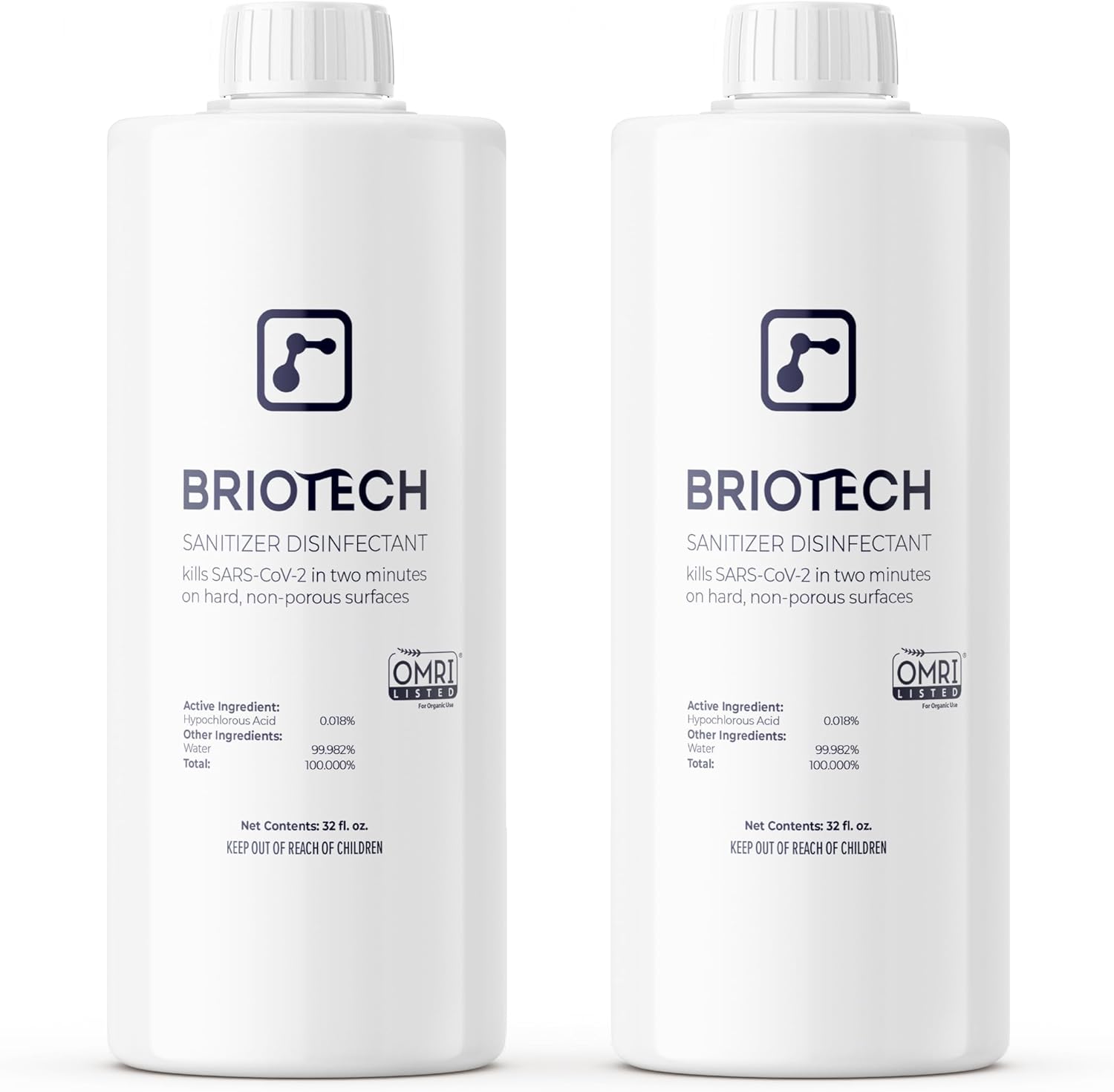 BRIOTECH Sanitizer Disinfectant Hypochlorous Spray, Kill 99.99% of Viruses & Bacteria, Control Mold, Eliminate Odor, Gentle for Nursery & Play Rooms, Food Contact Surface Sanitizer, 32 fl oz Refill