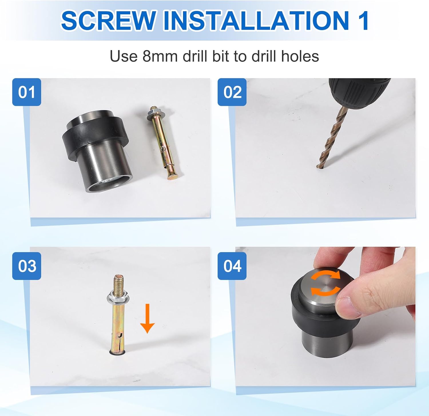 PATIKIL 2Set Round Door Stoppers, 46mm Stainless Steel Door Stop Doorstop Wedge Metal Cylinder Self Adhesive with Screw for Bottom of Door Floor Inside, Bronze