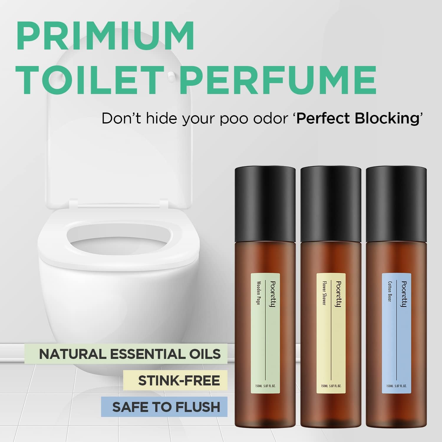 Pre-PooP Aromatic Bathroom Toilet Spray, Potty Deodorizer, Neutralize Bad Odors (5.07 fl.oz.) - Blooming Flowers Scent, Essential Oils