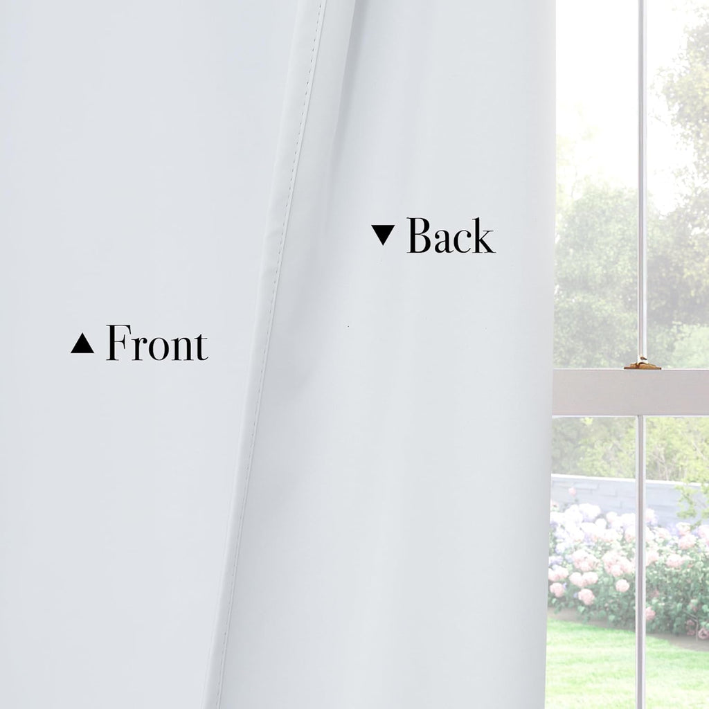 PONY DANCE White 100% Blackout Short Curtains for Kitchen Over Sink 36 inch Long 2 Panels Set, Black Out Small Window Curtains for Bathroom, Thermal Insulated Half Window Cafe Drapes, 34" W x 36" L