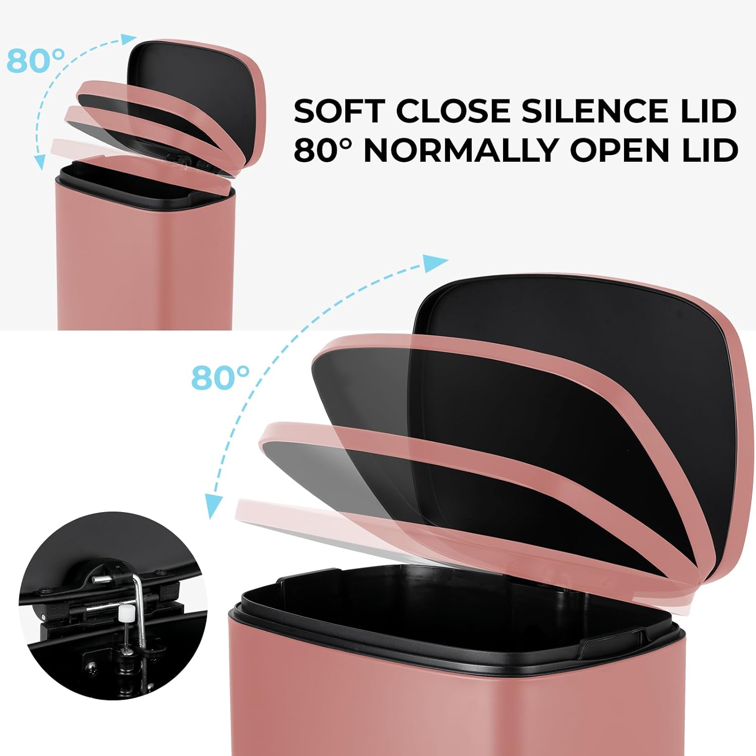 13.2 Gal Kitchen Trash Can, 50L Recycling or Garbage Bin, Brushed Stainless Steel Waste Basket, Soft&Quiet Close Dustbin, with Step-On Pedal, Removable Inner Bucket, for Home, Office, LIving Room