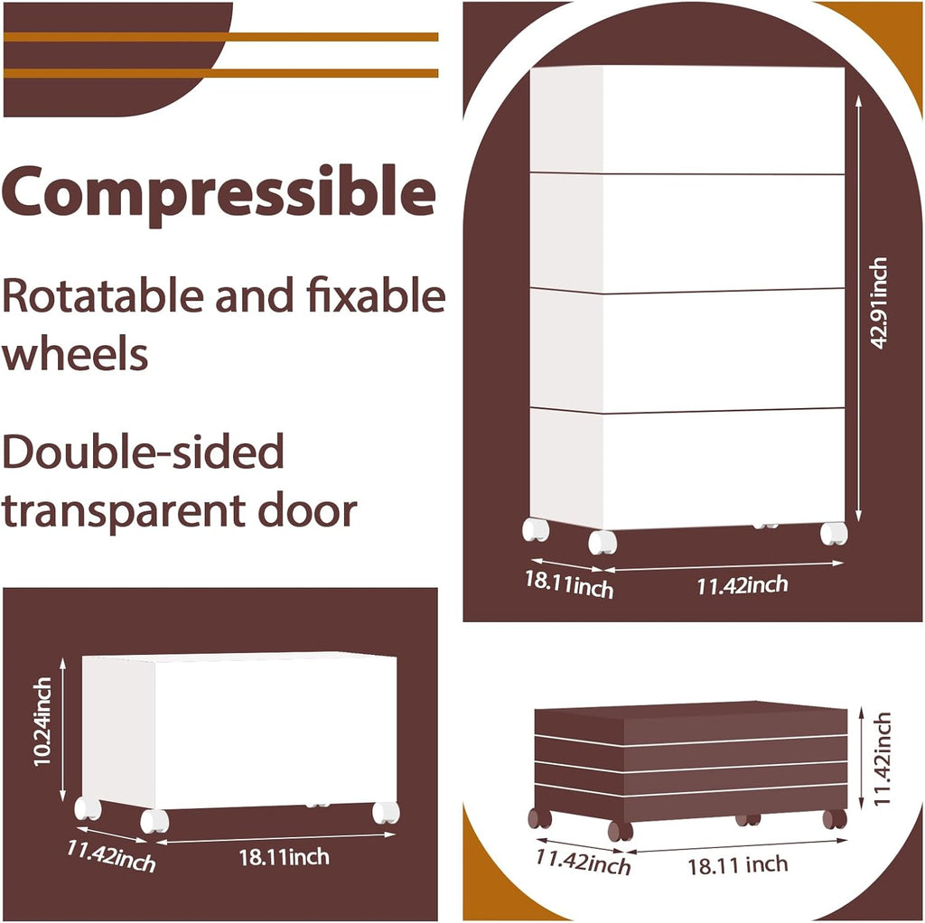 QudraKast 4-Tier Stackable Plastic Storage Bins - 67QT Stackable Storage Bins - Closet Organization Suitable for Bedroom, Organization and Boxes for Study, Toy Room, Office