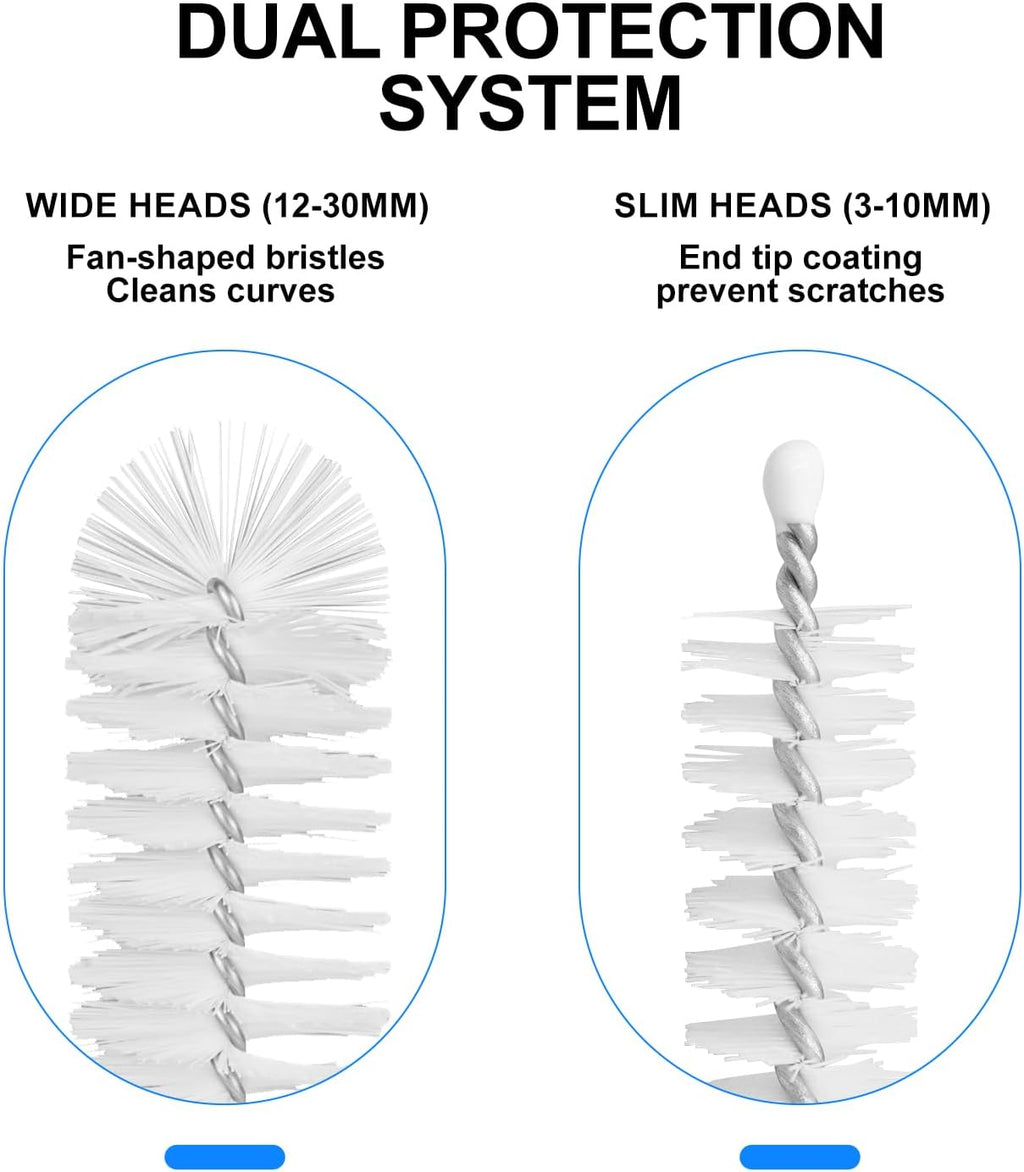 8 Pack Straw Brush Cleaner with Different Diameters (3mm-30mm) - 12" Long Nylon Brush for Water Bottles, Baby Bottles, Sippy Cups & Tumblers | Reusable Tube Cleaner for Straws and Narrow Pipes