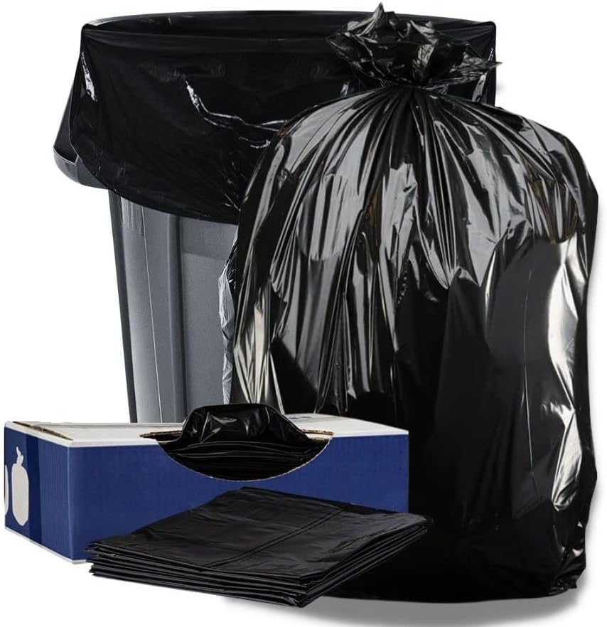 Plasticplace Contractor Trash Bags 40-45 Gallon │ 3.0 Mil │ Black Heavy Duty Garbage Bag │ 40” x 48” (50 Count)