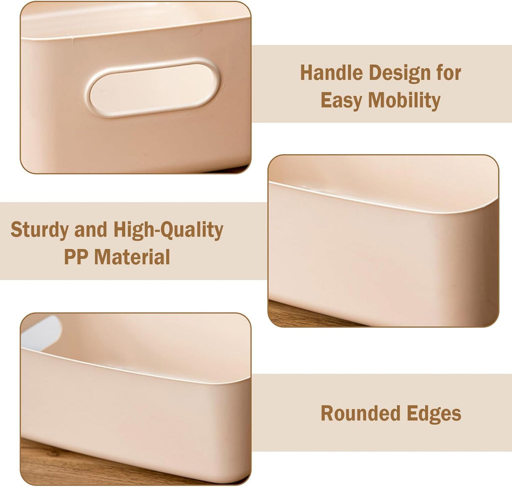 COVRA 2-Pack Plastic Storage Bins, Small Storage Baskets, Organizers for Home & Office, 9.6 x 6.3 x 4.7 Inches (Orange)