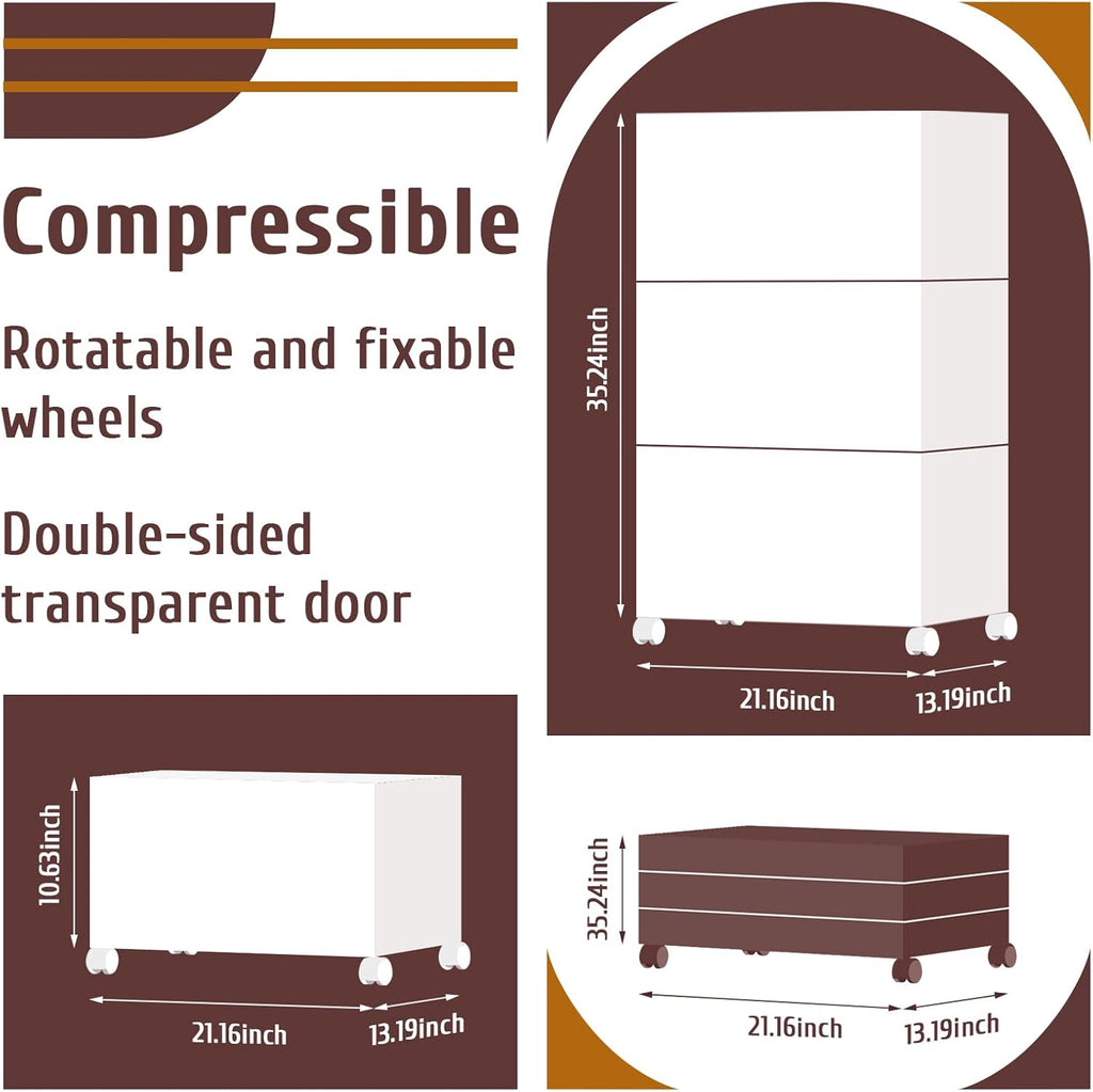 QudraKast 3-Tier Stackable Plastic Storage Bins - 67QT Stackable Storage Bins - Closet Organization Suitable for Bedroom, Organization and Boxes for Study, Toy Room, Office