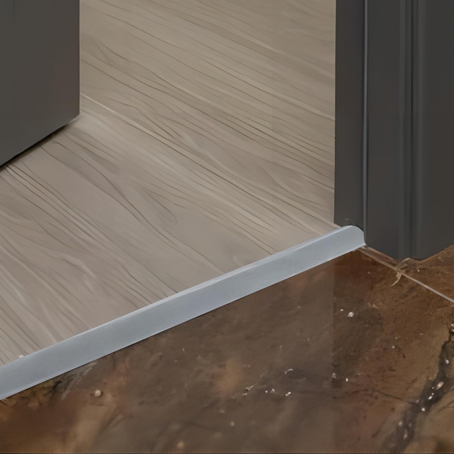 Gaahing Aluminum Floor Transition Threshold Strip, Bridge The Height Gap Between 0.2 to 0.5 inches for Doorway Ramp Tiles Laminate Planks (35.4in x 1.7in, Matte Silver)