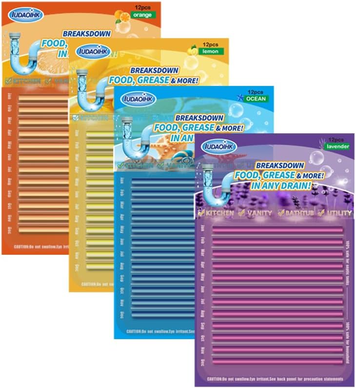 Drain Cleaner Sticks Keeps Drains and Pipes Clear and Odor As Seen On TV 4 Packs(48 pcs)