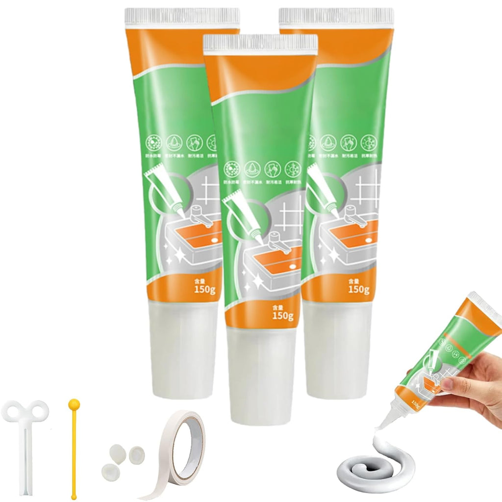 Waterproof White Grout Repair Kit, Grout Pen for Shower Tile, Grout Filler Repair, Squeeze Tube White Caulk, Waterproof & Moisture-Resistant, for Kitchen Bathroom (3)