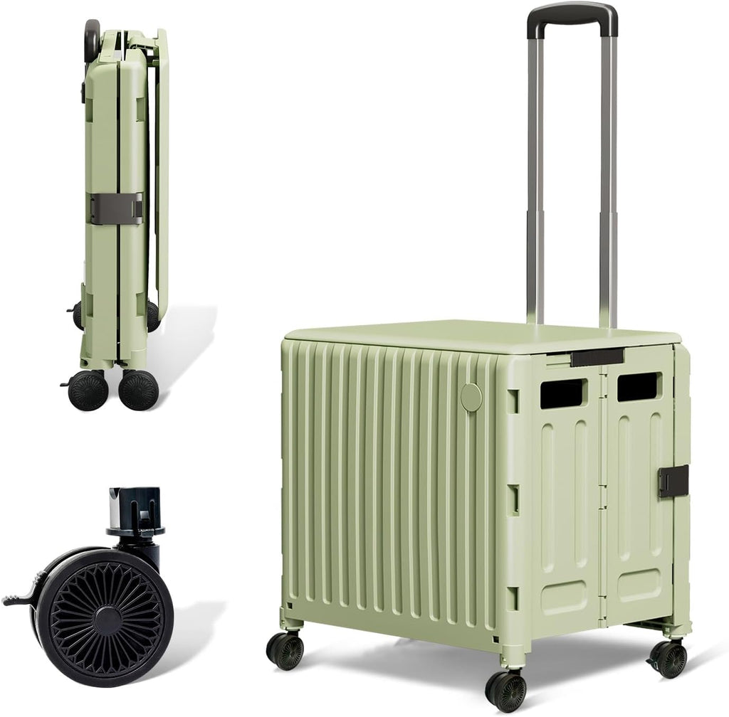 Heavy Duty Rolling Cart for Stairs：Collapsible Utility Crate with Wheels & Handle Foldable Tote Box for Toolbox Trade Show Supplies Teachers TODAYGO Mobile Storage Cart with Lid