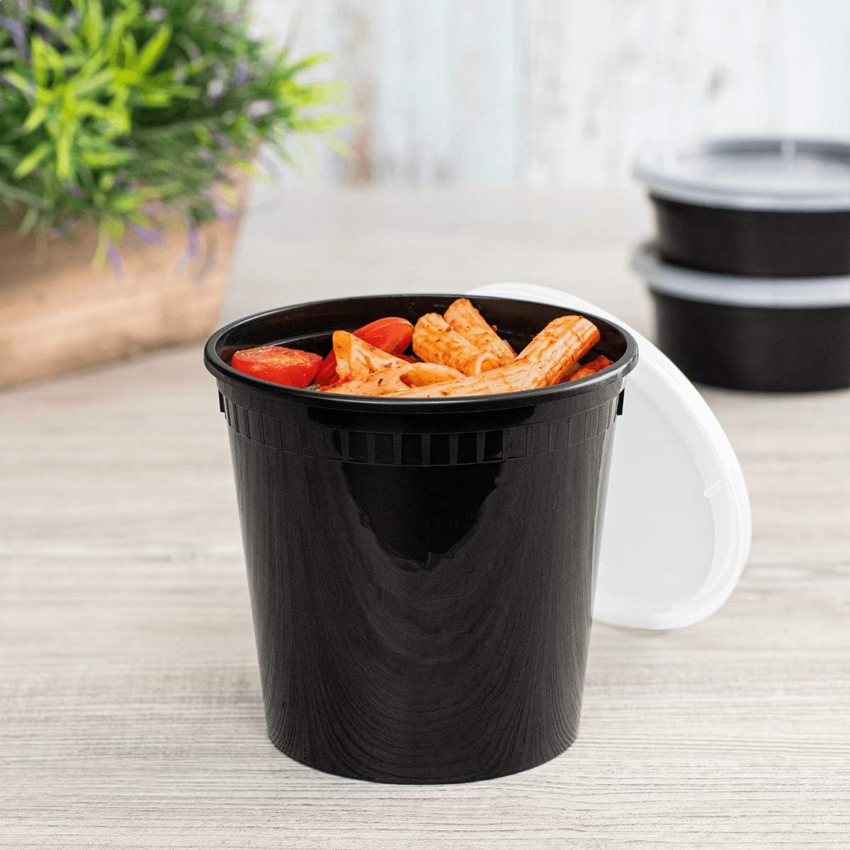 Karat [24oz - 240 ct Black PP Injection Molded Round Deli Containers with Lids (FP-IMDC24-PPB)