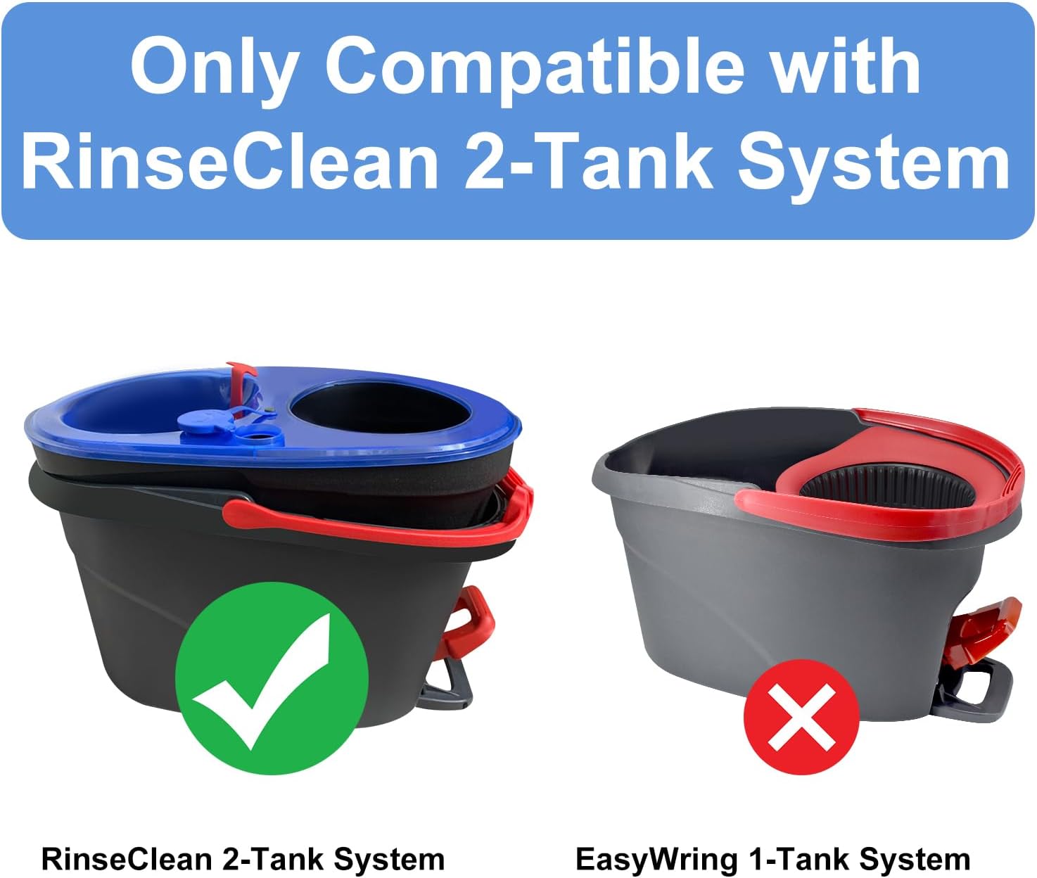 Mop Heads Replacements for Ocedar, 3 Pack Mop Replace Head for Ocedar RinseClean 2-Tank System, Spin Mop Replacement Head with 2 Scrubber Mop Head, Microfiber Mop Refills Deep Cleaning