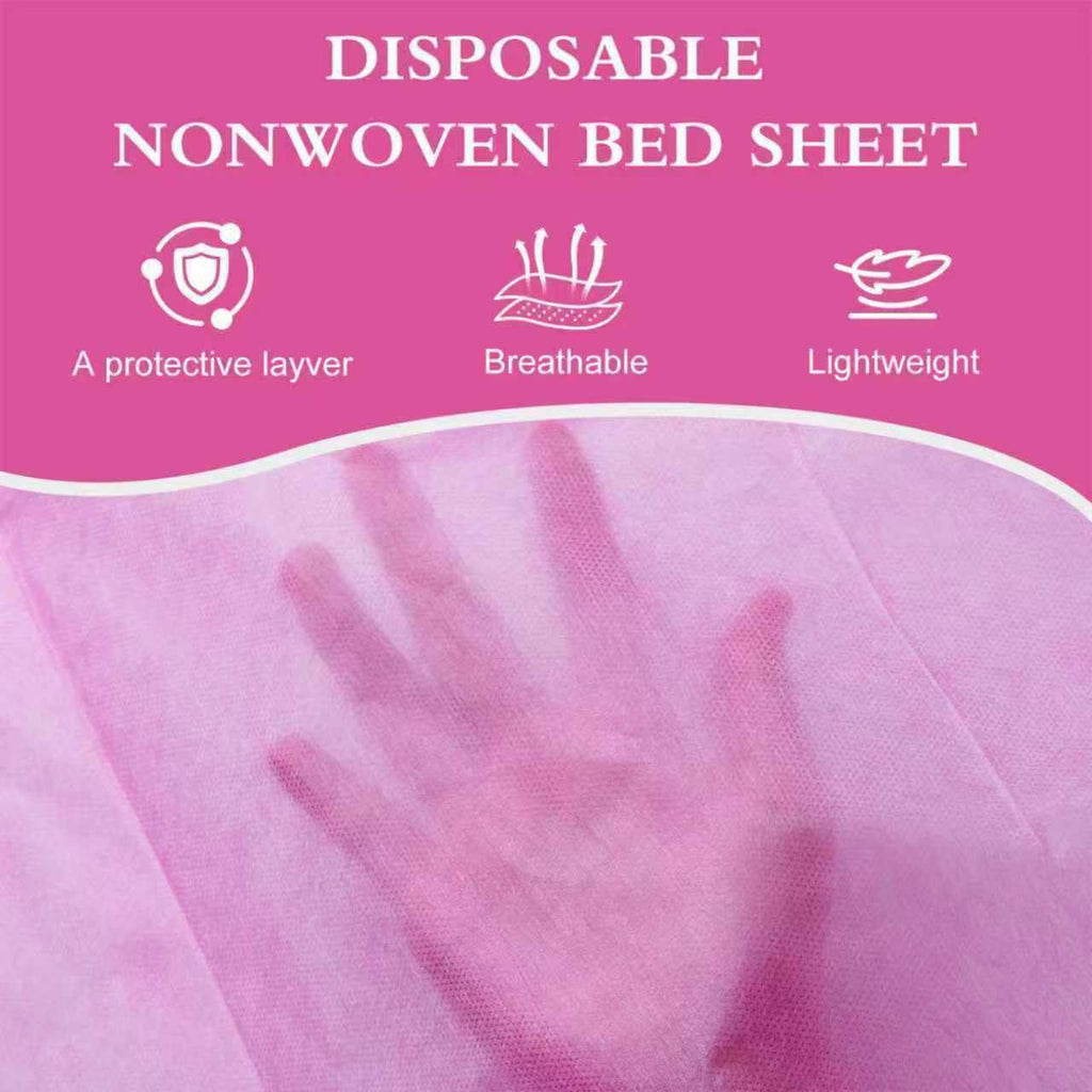 100 Pack Disposable Bed Sheets – 31.5 x 71 in Waterproof Non-woven Sheets for Massage, Spa, Tattoo & Salon Tables (Pink)