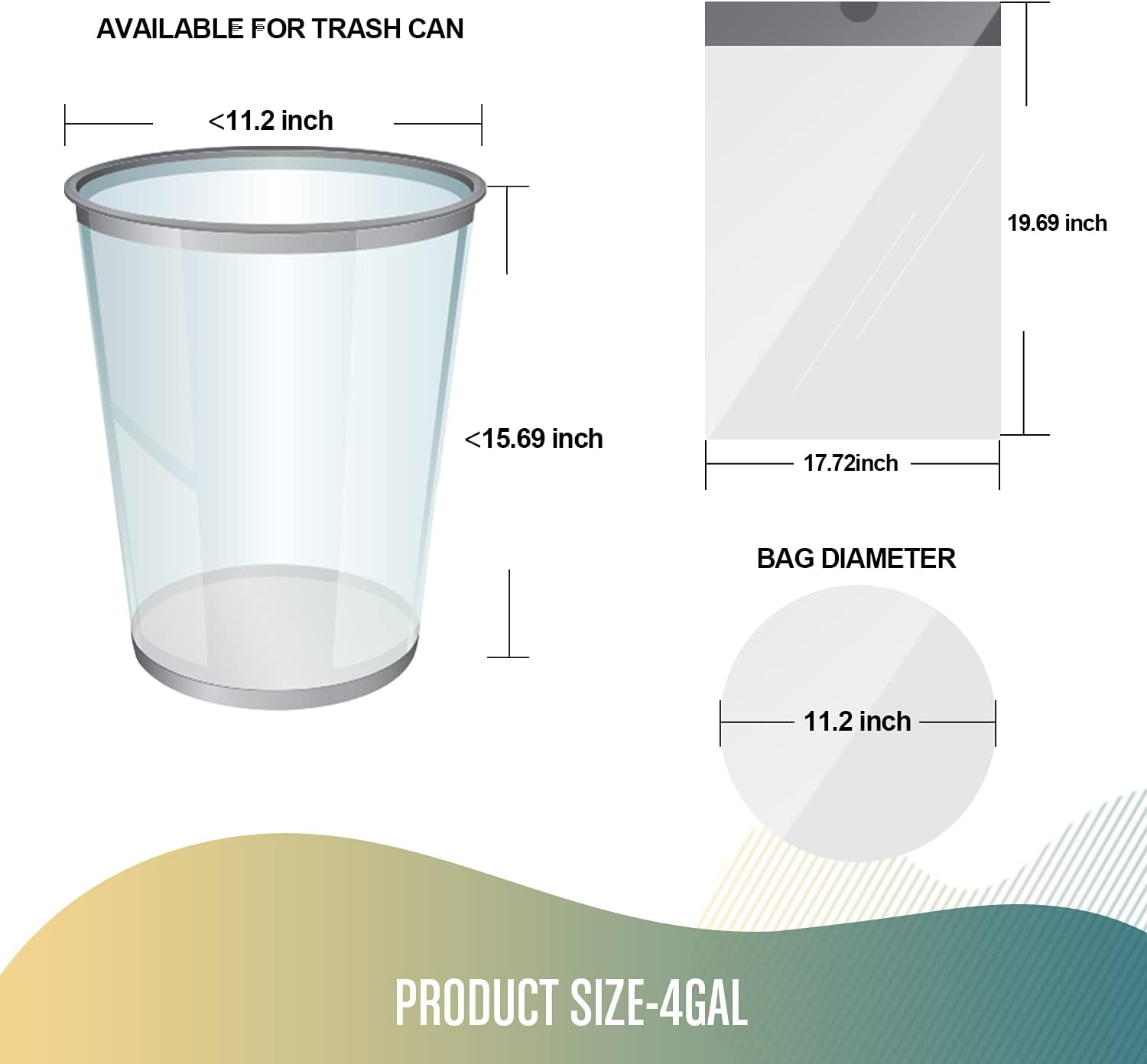 FORID Small Drawstring Trash Bags - 4 Gallon Plastic Garbage Bags 240 Counts White Trash Can Liners 15 Liter for Bathroom Restroom Bedroom Office Toilet - Durable & Thick Trash Bag