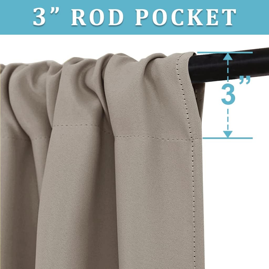 RYB HOME Small Window Curtains Blackout - Privacy Energy Saving Insulating Curtains Blinds for Bedroom Bathroom Basement Kids Nursery Kitchen, W 34 x L 48 inches, Sand, 2 Panels