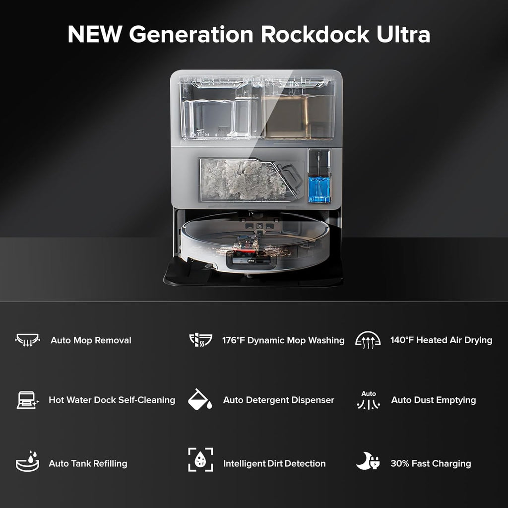 roborock Saros 10 Robot Vacuum and Mop, 22,000Pa Suction, AI Obstacle Avoidance, 3.14-inch Ultra Thin, Intelligent Dirt Detection, Zero Tangling Main Brush, Hot Water Mop & Dock Self Cleaning