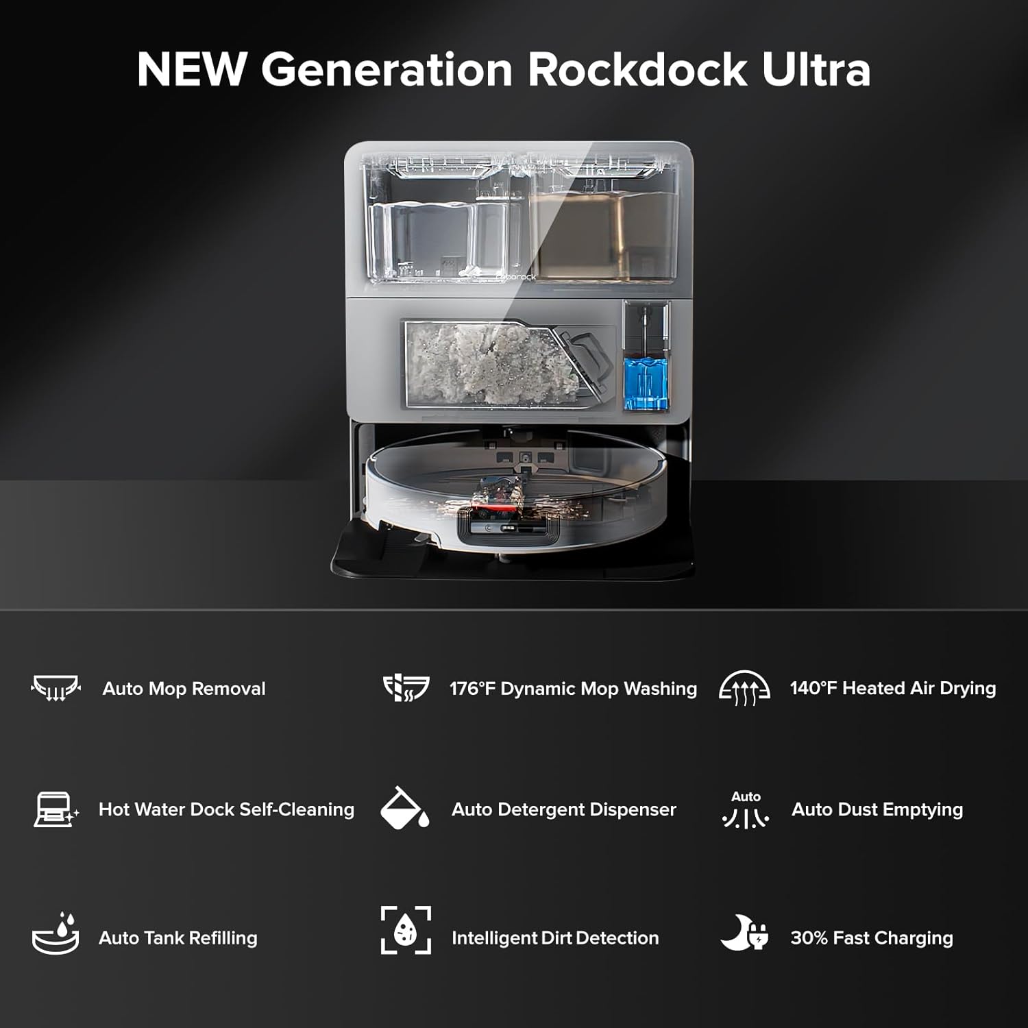 roborock Saros 10 Robot Vacuum and Mop, 22,000Pa Suction, AI Obstacle Avoidance, 3.14-inch Ultra Thin, Intelligent Dirt Detection, Zero Tangling Main Brush, Hot Water Mop & Dock Self Cleaning