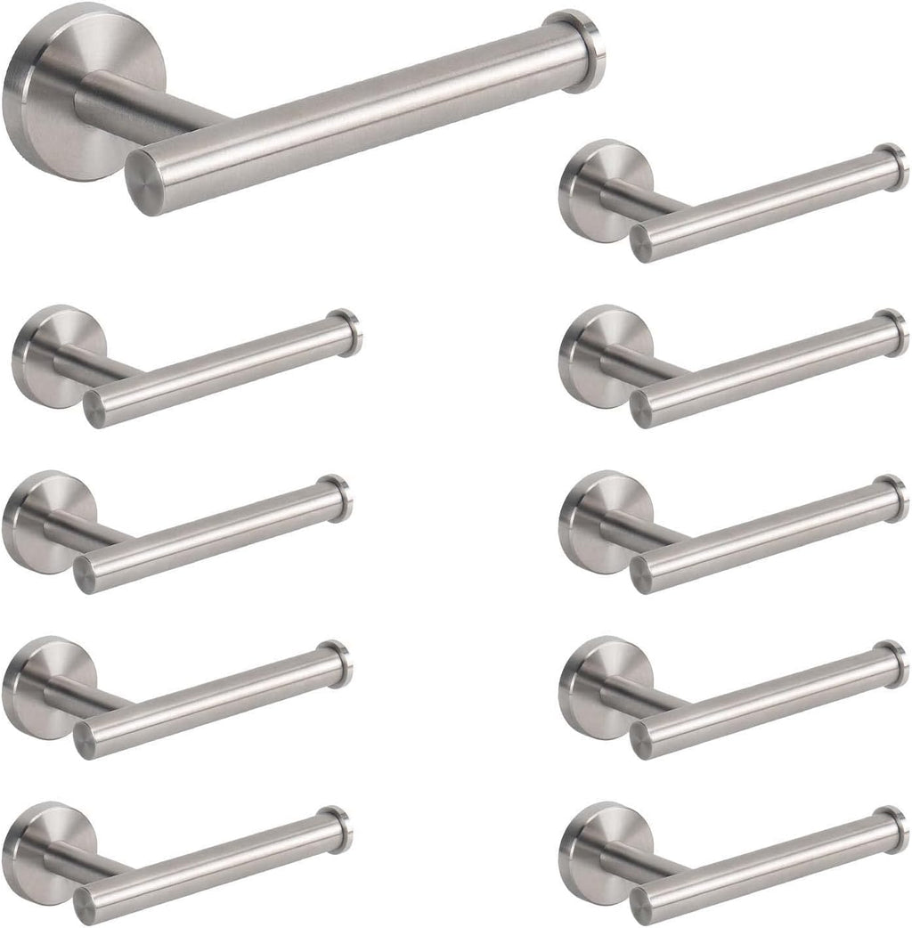 NearMoon Bathroom Toilet Paper Holder, Premium SUS304 Stainless Steel Rustproof Wall Mounted Toilet Roll Holder for Bathroom, Kitchen (10 Pack, Brushed Nickel)