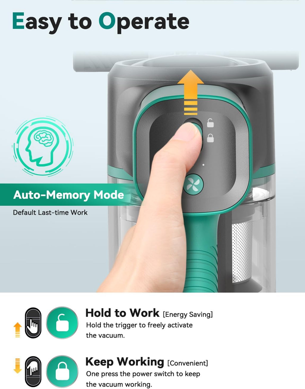 DEVOAC S10K Cordless Vacuum Cleaner, 45Kpa 50mins Lightweight Stick Vacuum with Powerful Suction for Home, Rechargeable, Self-Standing, Handheld Vacuum Cleaners for Hardwood Floors, Carpets, Pet Hair