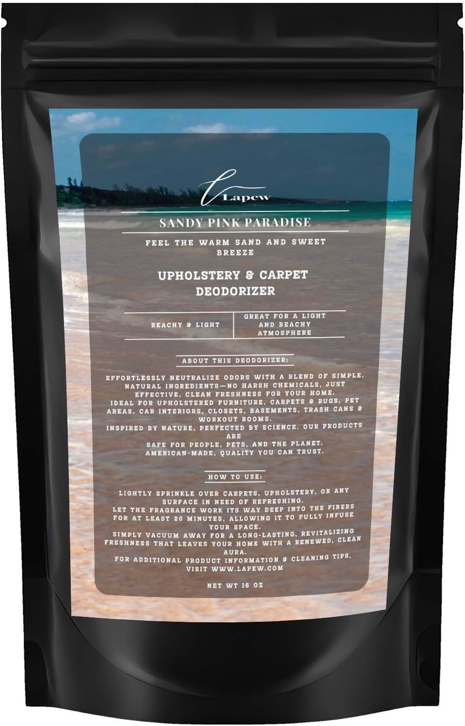 Sandy Pink Paradise Carpet Freshener Powder 16 oz | Powerful Odor Eliminator for Home | Upholstery Deodorizer | Carpet Deodorizer | Pet Urine | Cat Litter Box | Pink Sands Fragrance