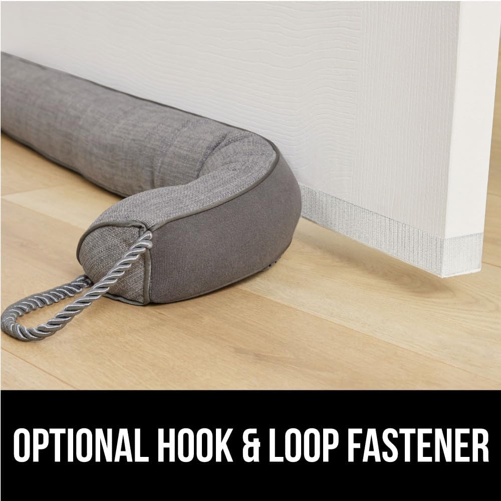GORILLA GRIP Door Draft Stopper for Bottom of Doors, Weather Stripping Seal Blocks Hot Air, Noise, Bugs, Keeps Cold AC in, Sound Proofing Easy Install Gap Filler, Home Essentials, 34 Inch 2 Pack, Gray