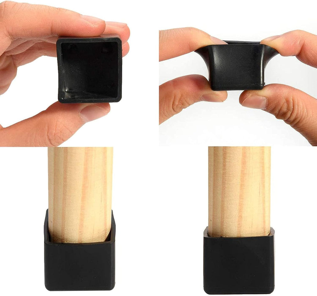 16 Pcs Black Square Anti-Slip Rubber Leg Tips Chair Leg Caps Furniture Floor Protectors Chair Table Bar Stool Leg Covers Furniture Leg Cube Feet 1.5 Inch x 1.5 Inch (38 x 38mm)