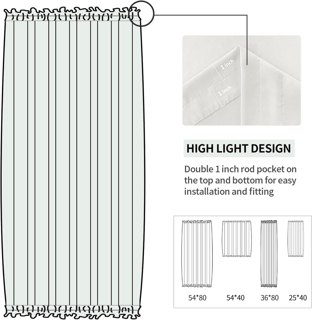DWCN French Door Curtains – Rod Pocket Thermal Blackout Curtain for Doors with Glass Window, Kitchen and Patio Doors for Privacy, 54 X 80 Inches Long, 1 Curtain Panel with Tieback, Ivory