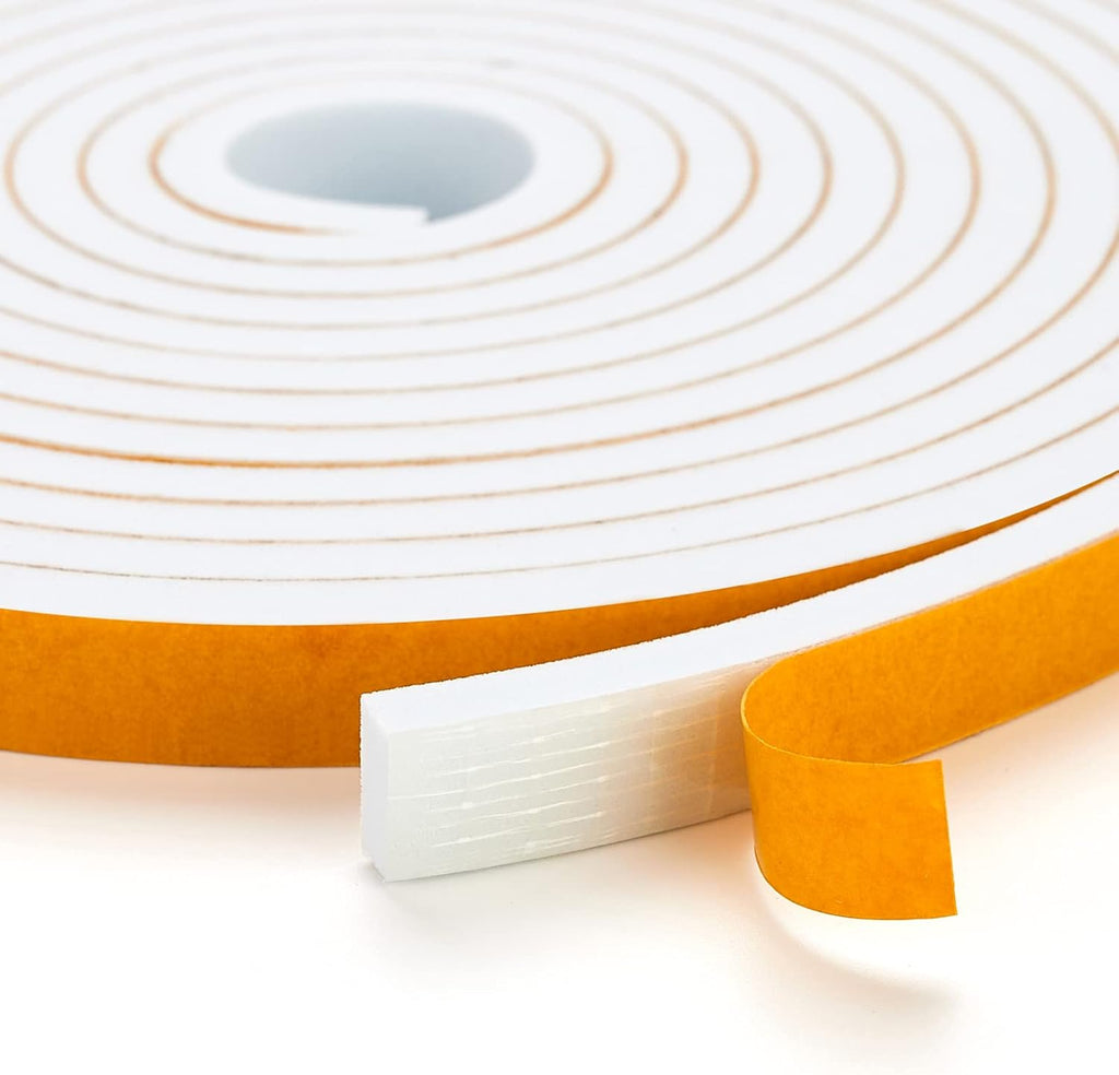 13 Feet Weather Stripping Door Seal, 1" Wide X 3/4" Thick Door Seal Strip High Density Foam Tape Adhesive Strip for Door Soundproofing,Window Insulation (1" x 3/4" x 13FT,White)