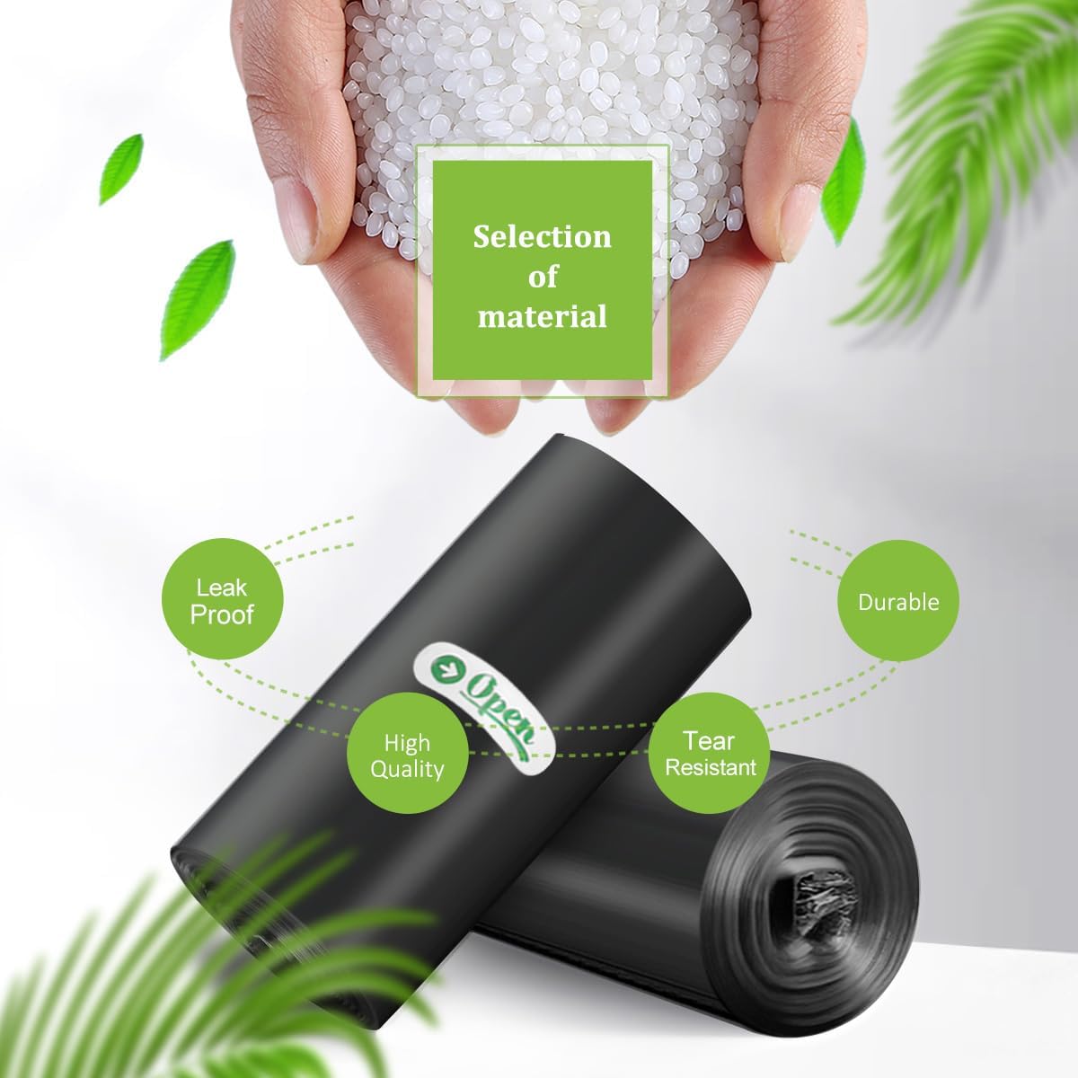 8 Gallon 130 Counts Strong Trash Bags Garbage Bags by RayPard, fit 30 Liter Kitchen Waste Basket, Medium Trash Bags Can Liners for Home Office Kitchen Bathroom Bedroom, Black