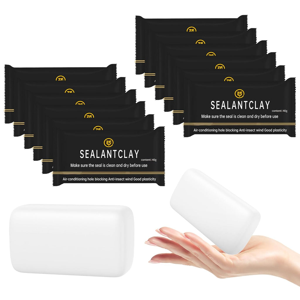 12Pack Quick Repair Mud and Waterproof White Sealing Putty - Pipe Sealing Repair Sealing Clay, Ideal for Air Conditioning Gaps, Wall Holes and Drain Connections