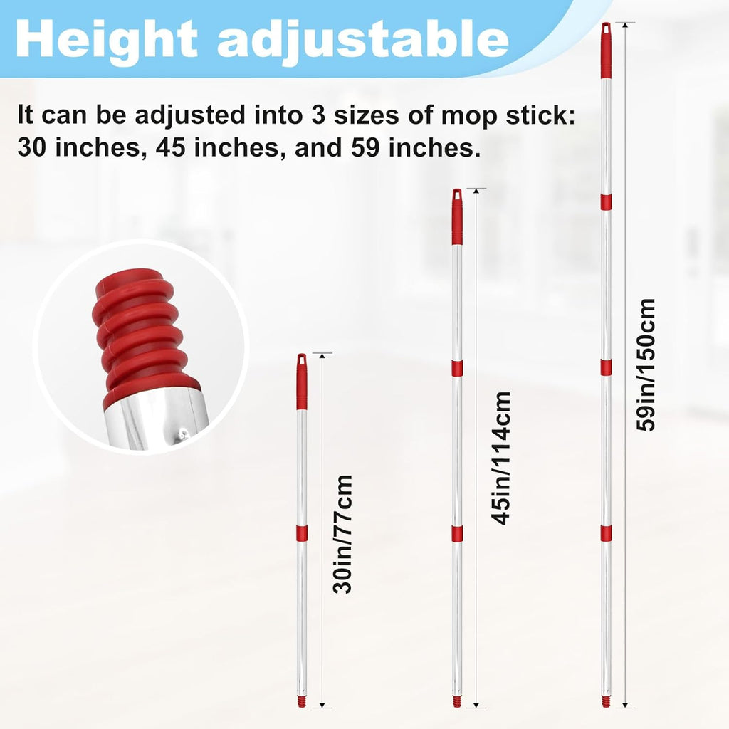 Mop Handle for Ocedar,Spin Mop Replacement Handle Compatible with O Cedar, American Threaded Joint Mop Handle 4-Section 30-to-58 inch Mop Replacement Stick