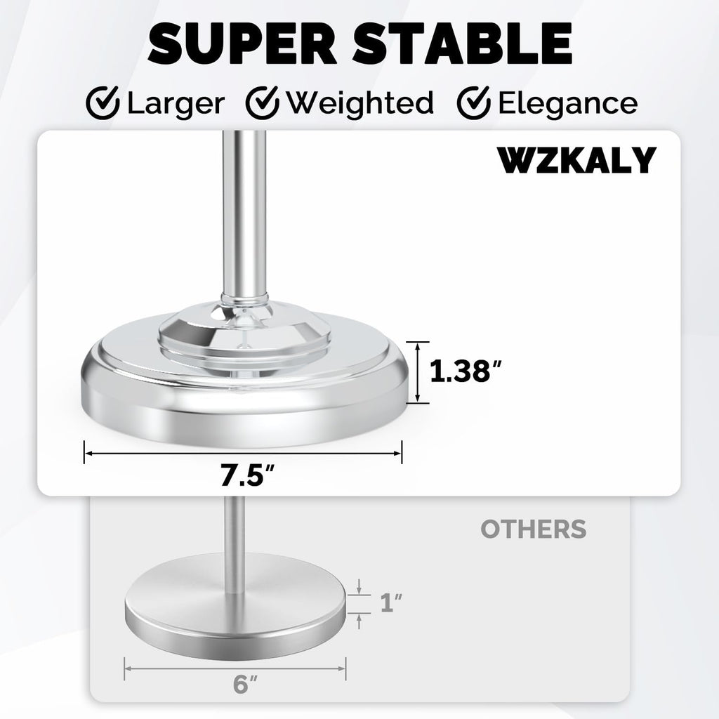 Toilet Paper Holder Stand, Polished Chrome Toilet Paper Holder Free Standing, Post Pivoting Design & Stable Weighted Base SUS304 Stainless Steel for Bathroom(Mega Roll)