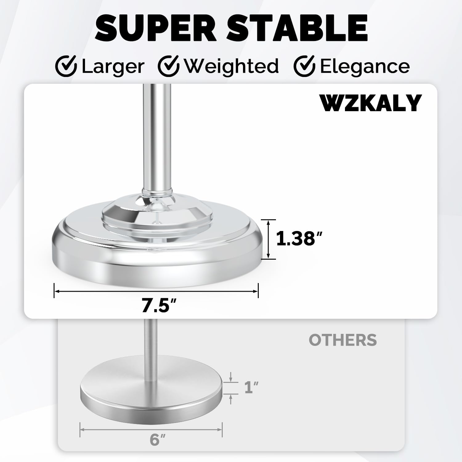 Toilet Paper Holder Stand, Polished Chrome Toilet Paper Holder Free Standing, Post Pivoting Design & Stable Weighted Base SUS304 Stainless Steel for Bathroom(Mega Roll)