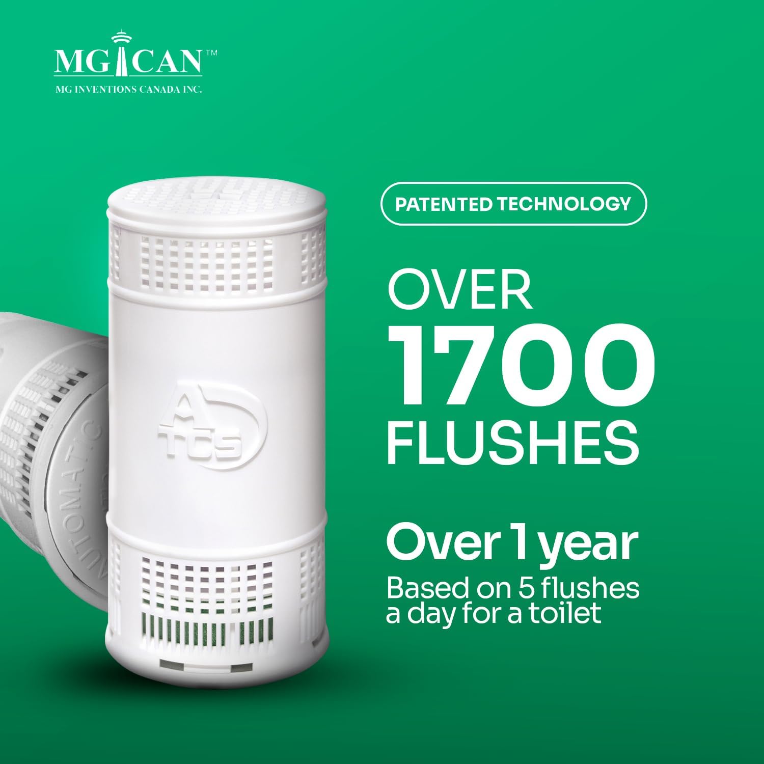 MGICAN Patented Automatic Toilet Cleaning System(ATCS) | Non-Toxic | Bleach Free & Long-Lasting | In Tank Toilet Bowl Cleaner | Cleans & Removes Stains in Every Flush| UL-Certified, 4 Pack