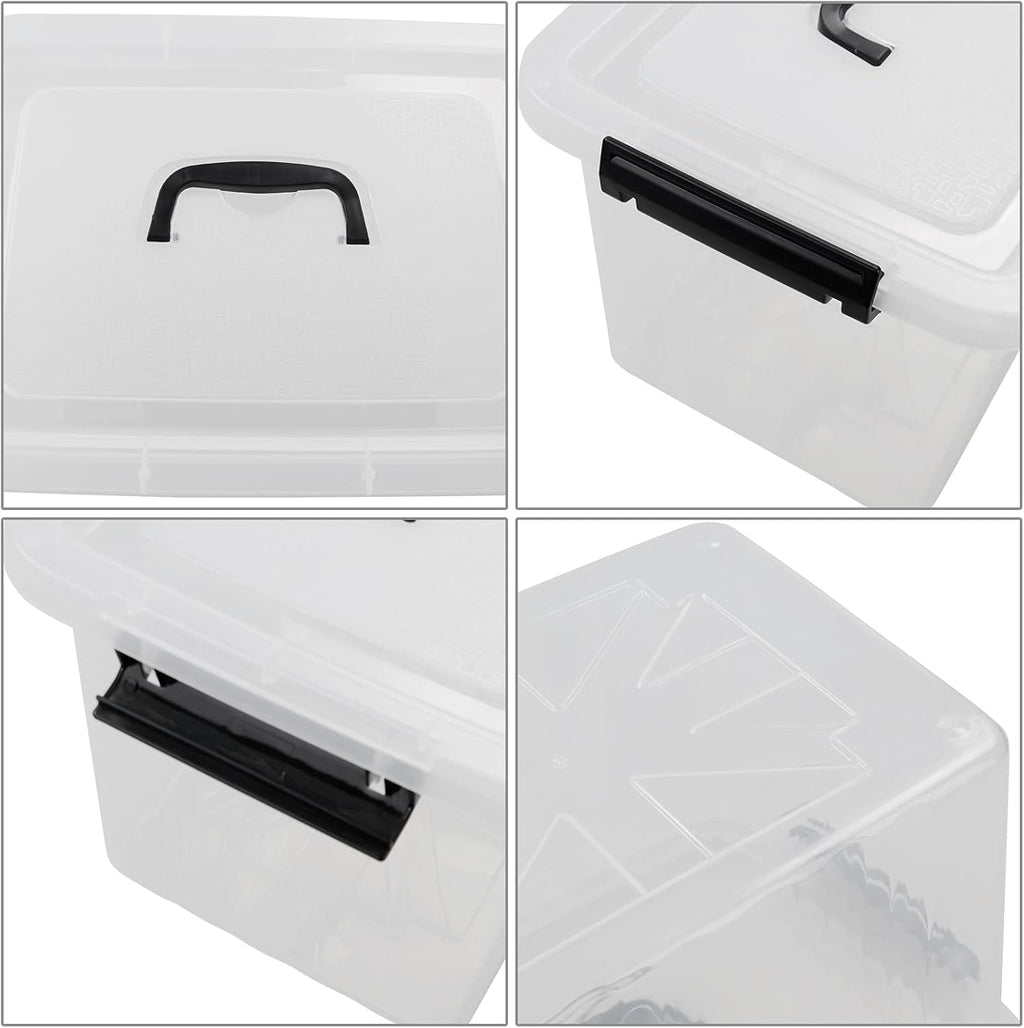 Zopnny 12 Quart Storage Latch Bins with Handles, Plastic Clear Storage Box with Lid, 6 Pack