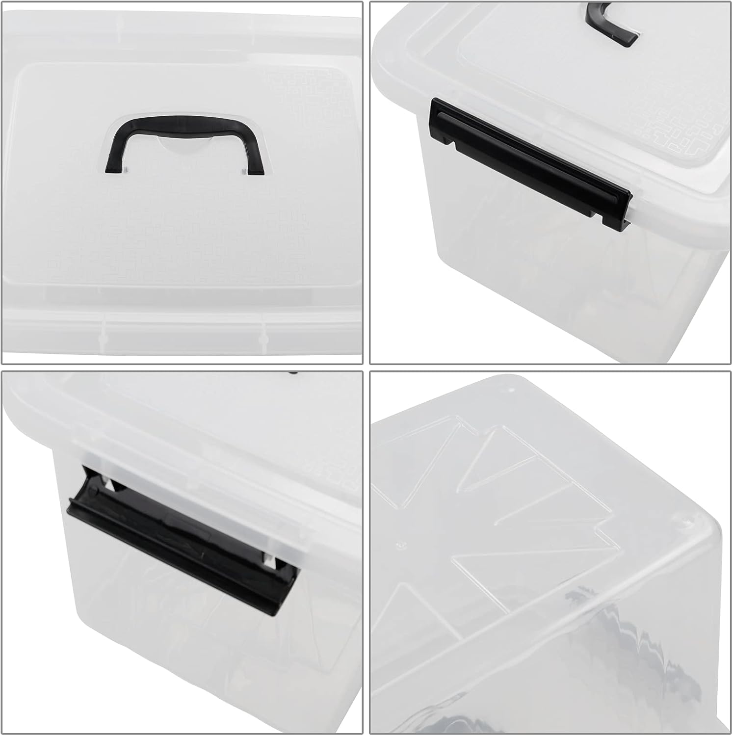 Zopnny 12 Quart Storage Latch Bins with Handles, Plastic Clear Storage Box with Lid, 6 Pack