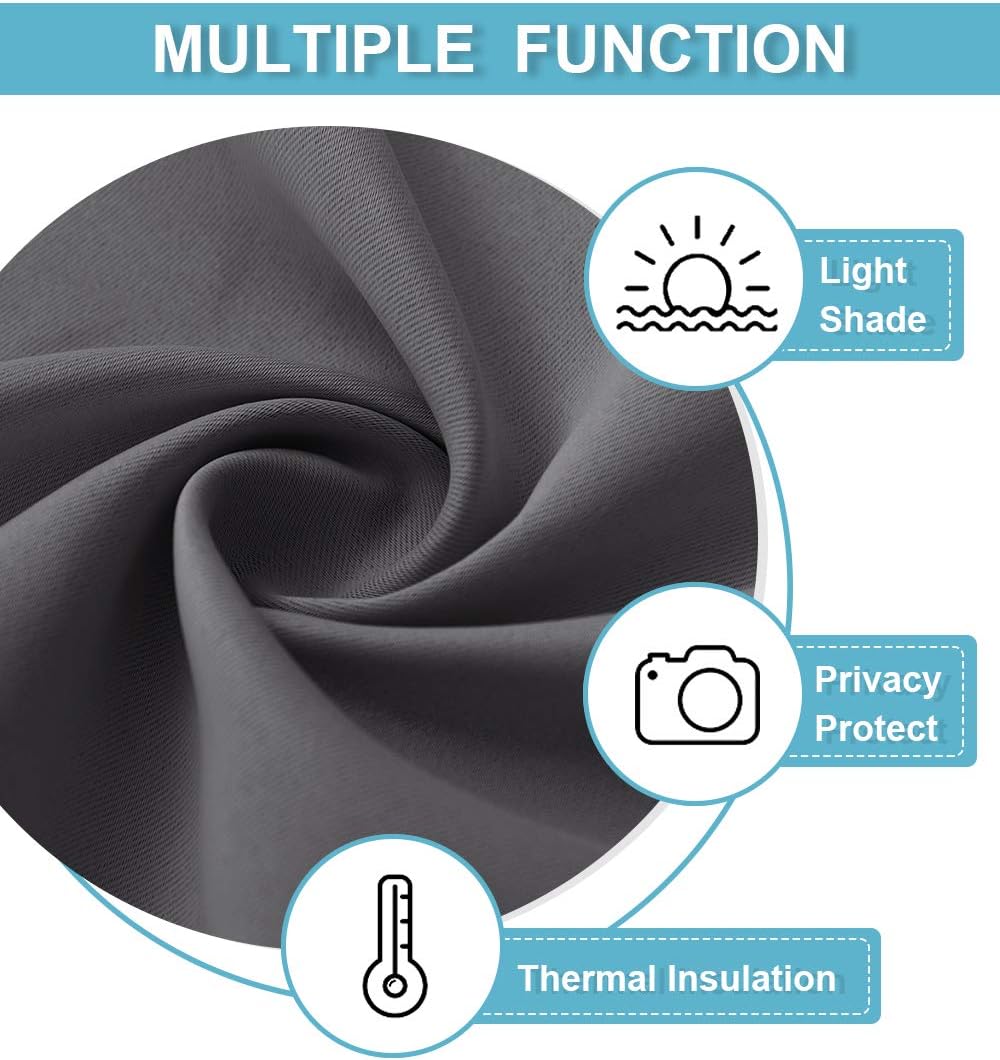 RYB HOME Blackout Curtains for Living Room, Large Window Shades for Bay Window Dining Parlor Bedroom Patio Door, Wide 62 x Long 72 inches, Grey, 2 Panels