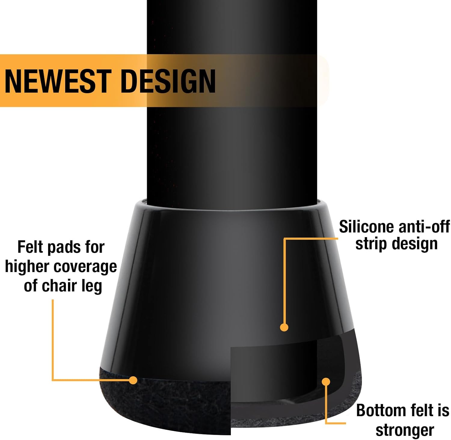 16 Pcs New Chair Leg Protectors for Hardwood Floors, Silicone Chair Leg Floor Protectors, Floor Protectors for Chairs, Chair Leg Caps Protect Wooden Floors from Scratching, Won't Tear