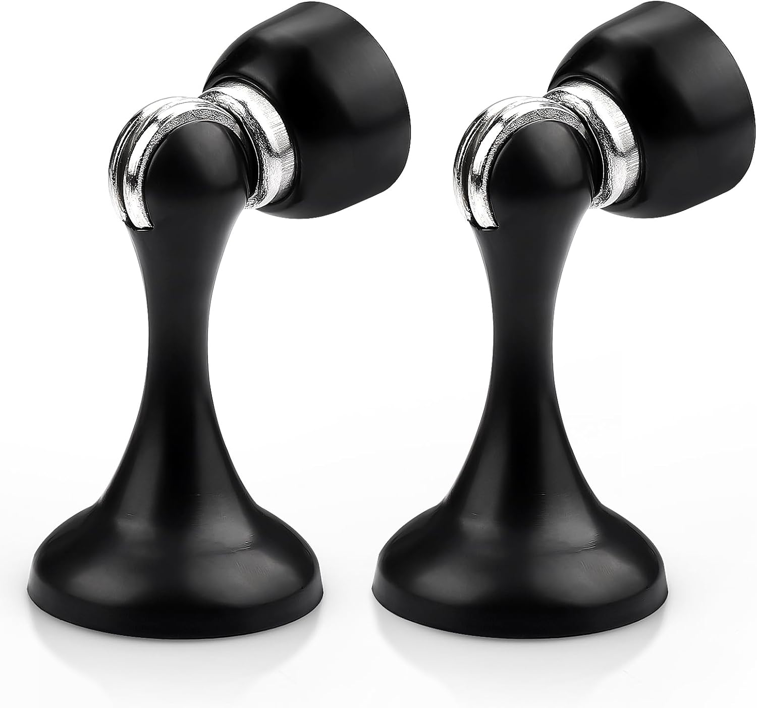 Probrico Black Magnetic Door Stoppers for Bottom of Door, Stainless Steel Magnet Door Catch Door Stops to Keep Door Open, Heavy Duty Door Holder, Wall and Floor Mounting, 2 Pack