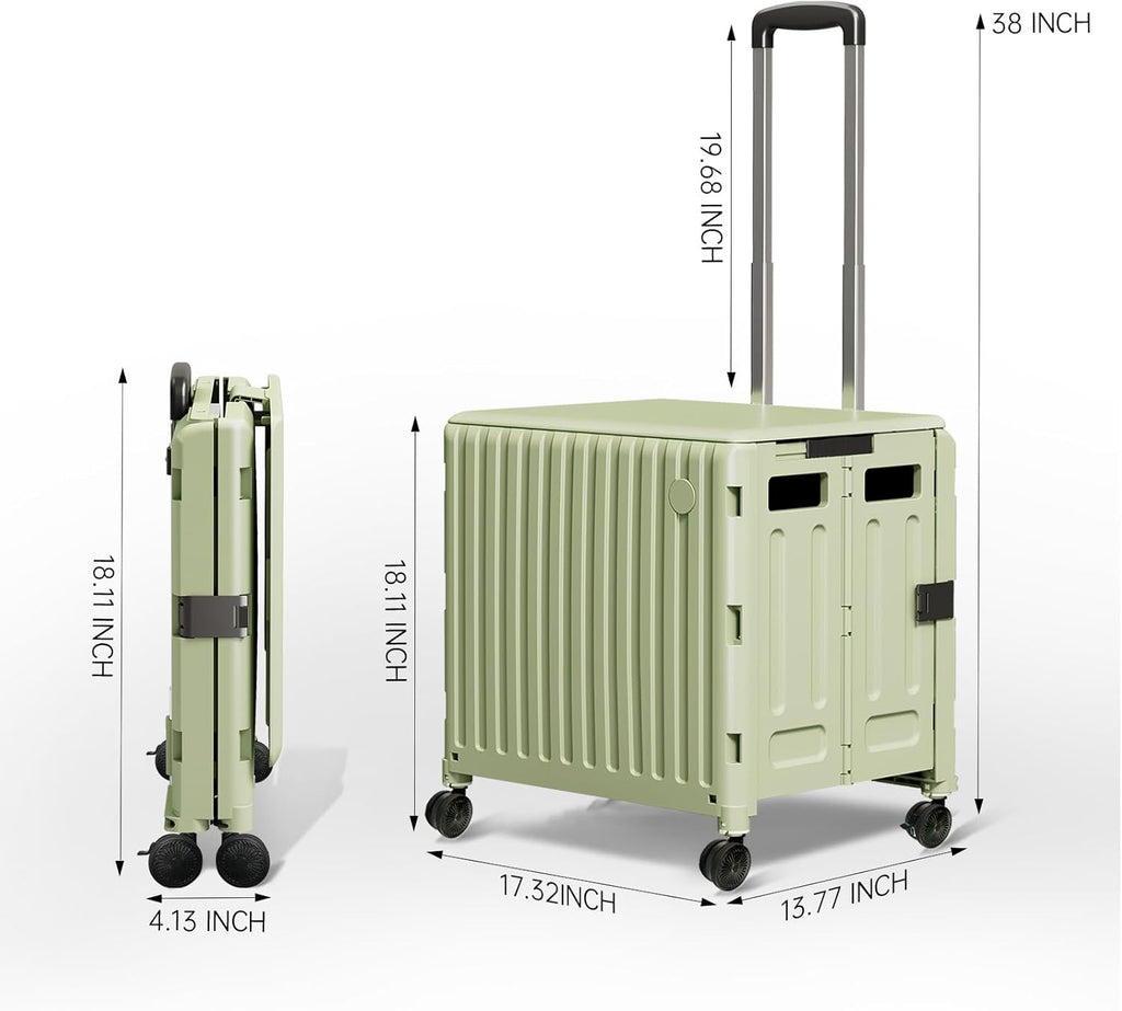 Heavy Duty Rolling Cart for Stairs：Collapsible Utility Crate with Wheels & Handle Foldable Tote Box for Toolbox Trade Show Supplies Teachers TODAYGO Mobile Storage Cart with Lid