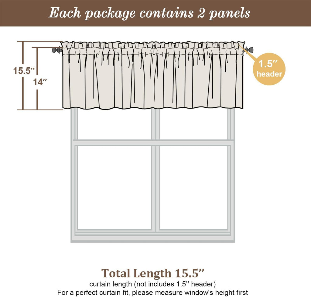 Chyhomenyc Sheer Valances for Windows 2 Pack, Small Window Curtains for Living Room Bathroom, Modern Top Dual Rod Pocket Voile Basement Curtains, 42W x 14L inches, Gold