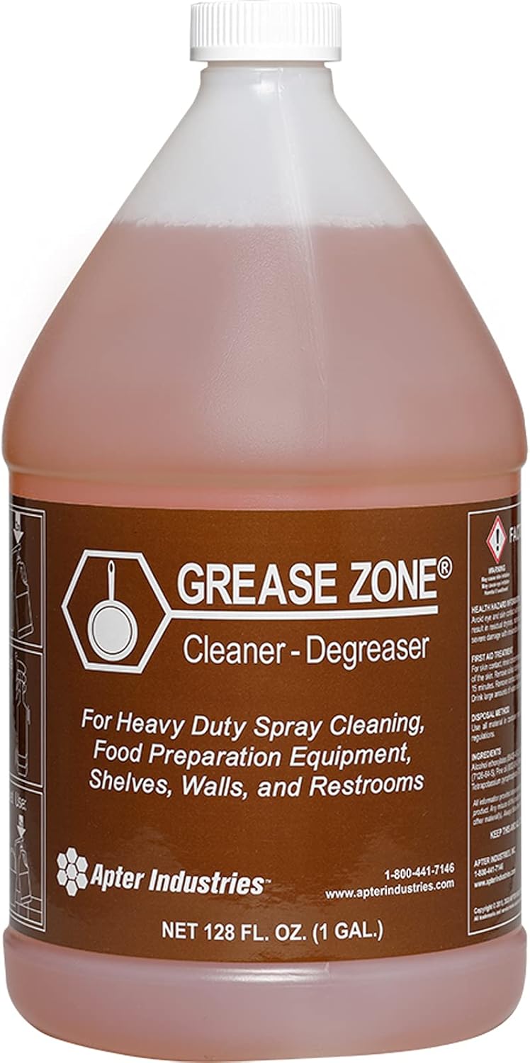 Grease Zone Food Safe Degreaser & All-Purpose Cleaner – Concentrated Restaurant Cleaning Degreaser for Fryer Boil Out & Kitchen Surfaces, 1 Gallon