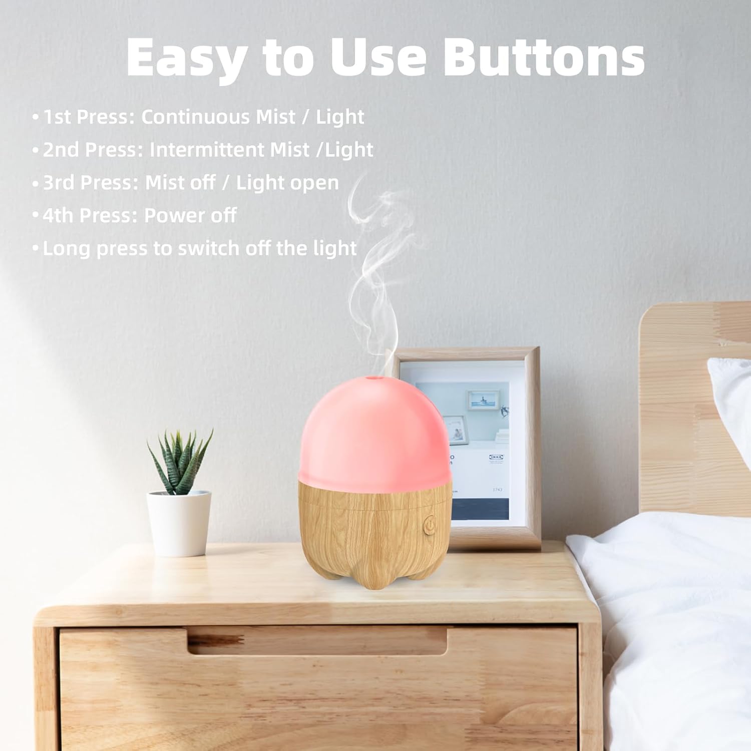 150ML Rechargeable Battery Essential Oil Diffuser, Portable Cordless Aromatherapy Diffuser with 7 LED Color Changing Lights, for Bedroom, Office, Outdoor